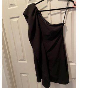 One Shoulder Ruffle Cocktail Dress by Calvin Klein